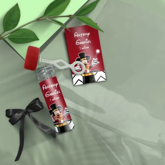 Bolha de Sabão - Mickey Mágico Personalizado - artesanato feito à mão por Mi Papelaria Criativa