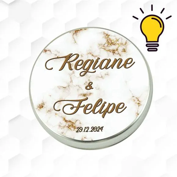 Latinha Metalizada Casamento Personalizada - feito à mão por Mi Papelaria Criativa