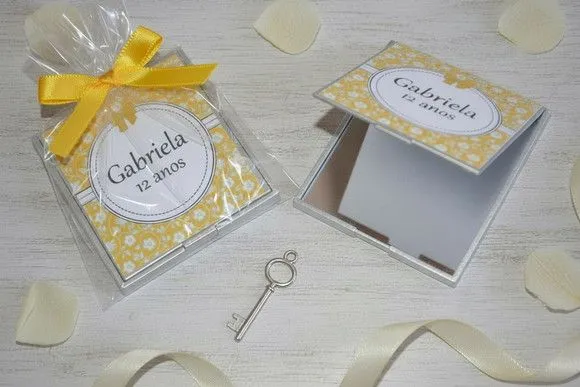 Lembrancinha Espelho - Floral Personalizado - feito à mão por Mi Papelaria Criativa