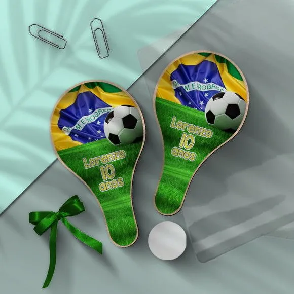 Raquete Ping Pong - Brasil - feito à mão por Mi Papelaria Criativa