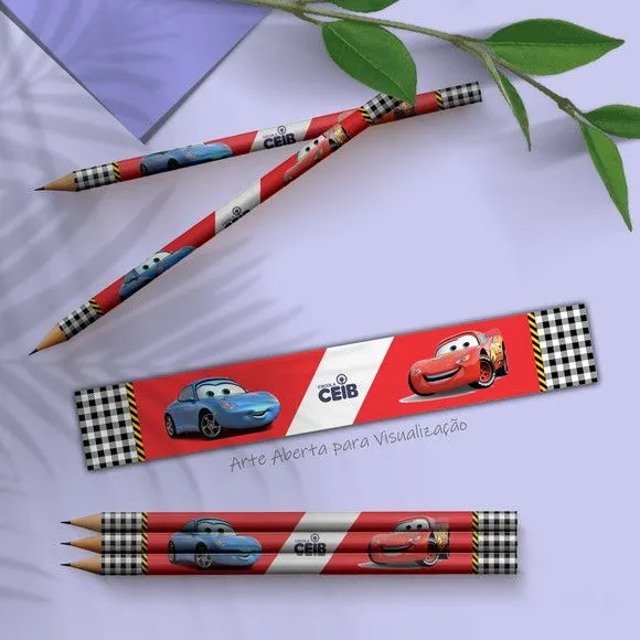 Lápis - Carros Disney Personalizado - feito à mão por Mi Papelaria Criativa