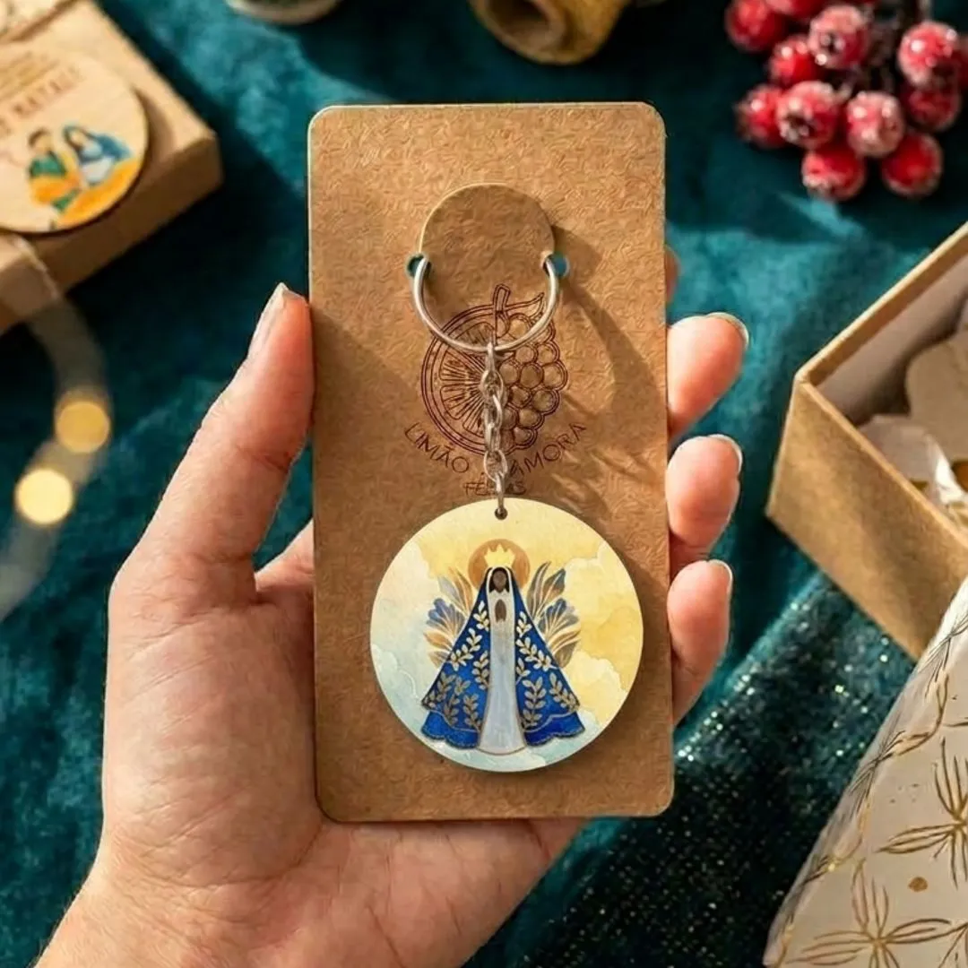 Kit Ecobag Necessaire E Chaveiro Presente Feminino Criativo Nossa Senhora Aparecida - foto 4