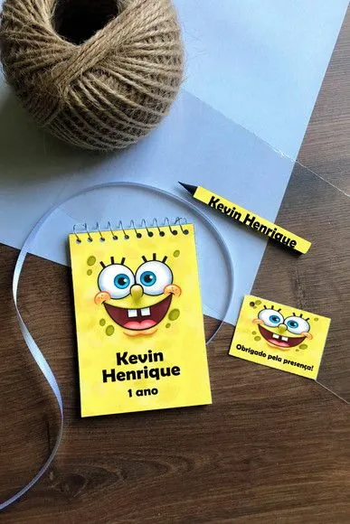 Bloquinho Bob Esponja Personalizado - artesanato de Mi Papelaria Criativa