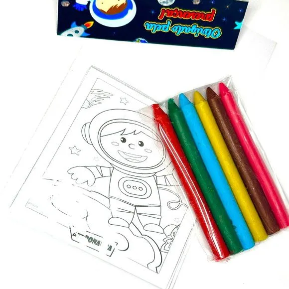 Kit Giz de Cera Astronauta Personalizado - artesanato feito à mão por Mi Papelaria Criativa