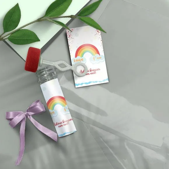 Bolha de Sabão - Arco Iris Personalizado - artesanato feito à mão por Mi Papelaria Criativa