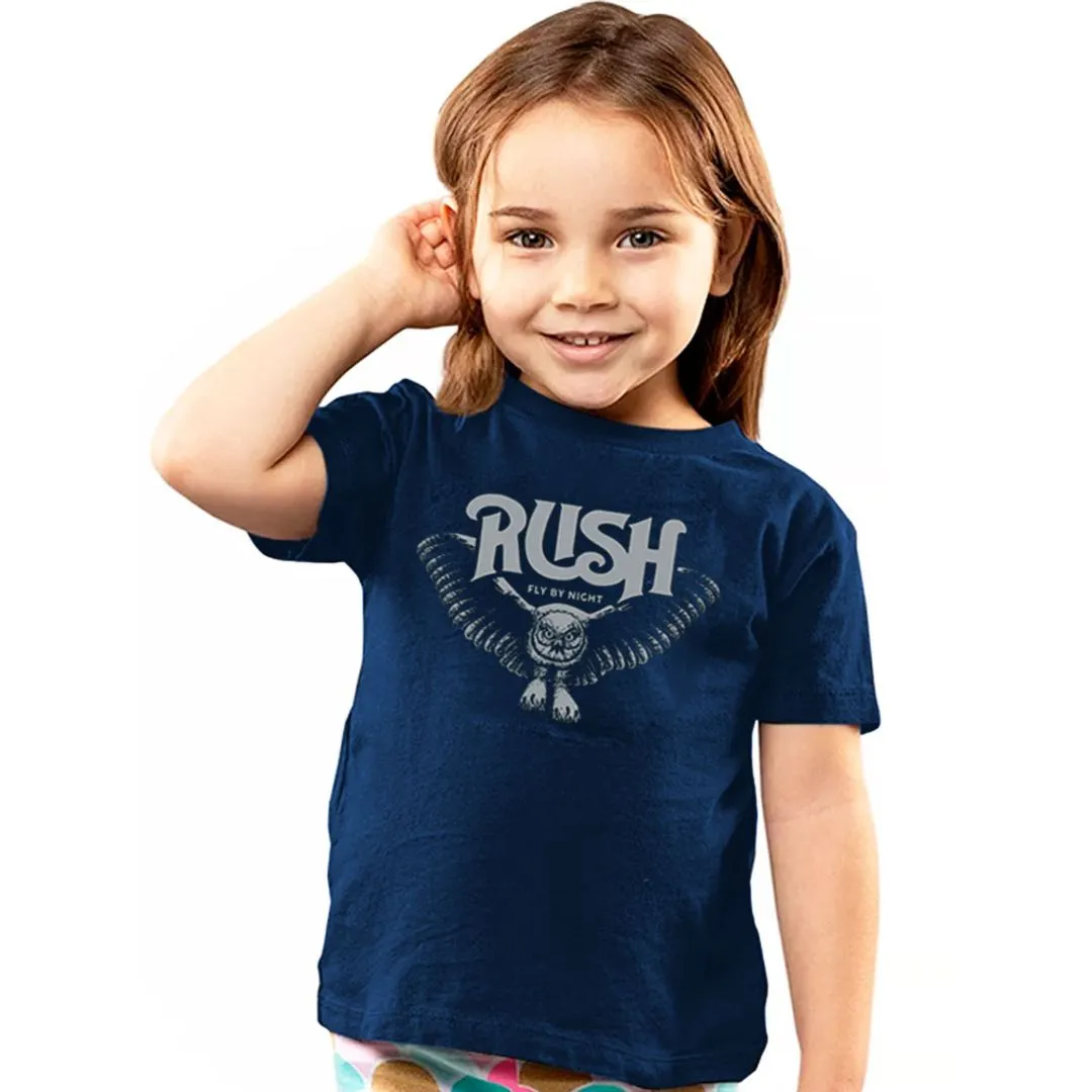Camiseta infantil Rush Fly By Night , estampa exclusiva, 100% algodão - artesanato de Lado B Rock Camisetas