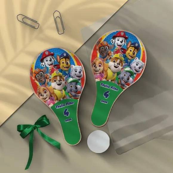 Raquete Ping Pong - Patrulha Canina - feito à mão por Mi Papelaria Criativa