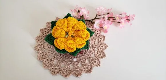 Sachê Porta Sabonete em Crochê Amarelo - foto 5
