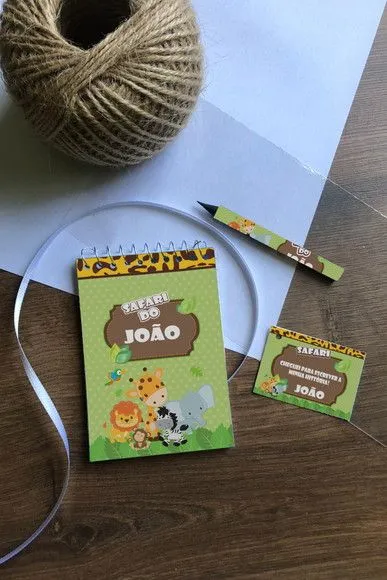Bloquinho Safari Personalizado - artesanato feito à mão por Mi Papelaria Criativa