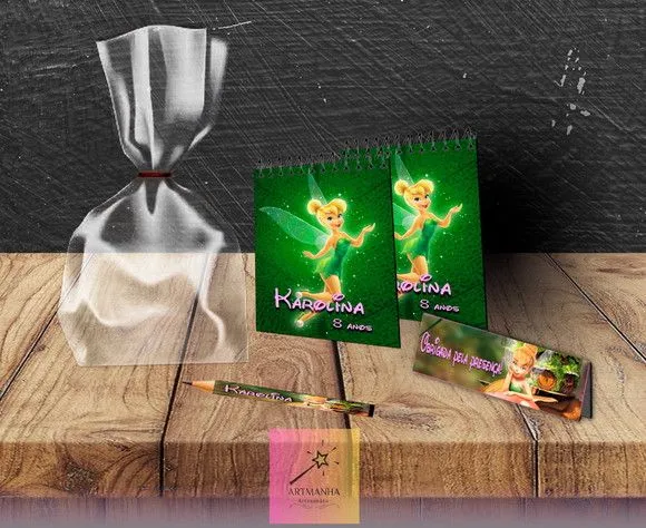 Bloquinho Tinker Bell Personalizado - feito à mão por Artmanha Lembrancinhas