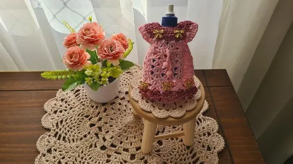Capa para Adoçante Vestidinho Cinderela Camafeu com Rosa