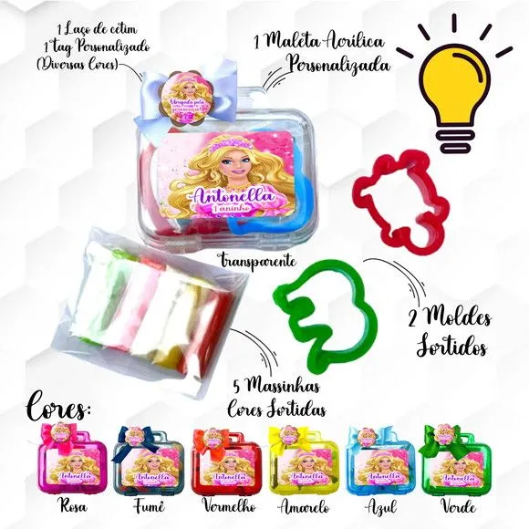 Mini Maleta com Massinhas Barbie Personalizada - feito à mão por Mi Papelaria Criativa