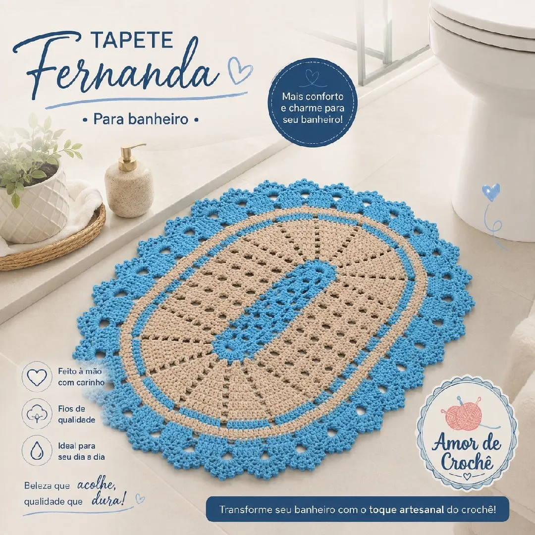 tapete Fernanda - artesanato feito à mão por amor de crochê