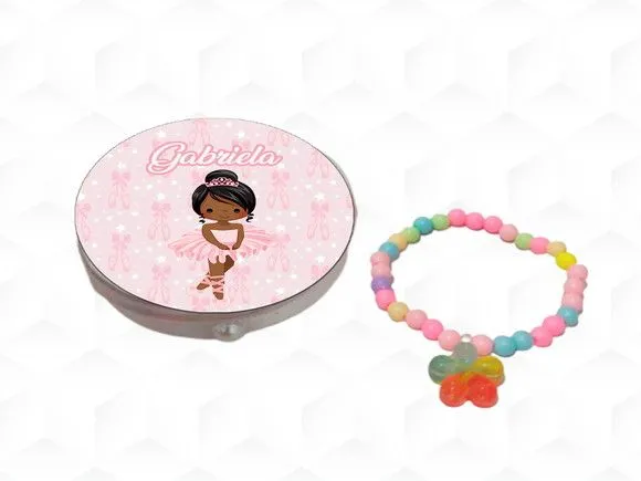 Latinha com Pulseira Bailarina Preta Personalizada - artesanato feito à mão por creativitybynina