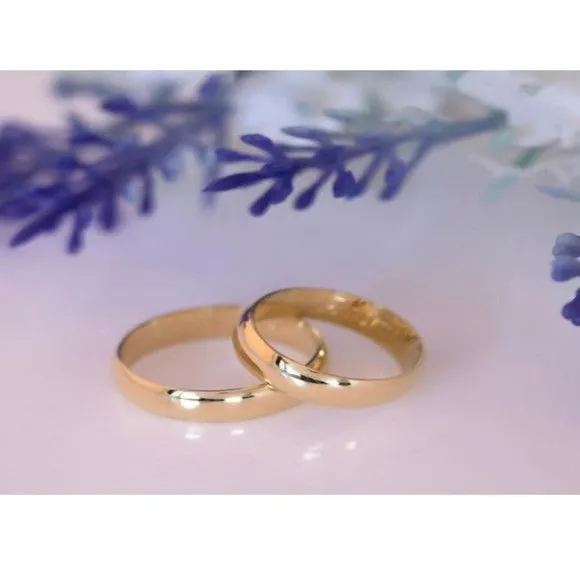 Alianças de Ouro 18k 6mm 6grs Casamento + Anel Solitário - artesanato feito à mão por TM JOIAS