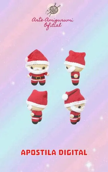 Receita Mini Papai Noel Amigurumi - feito à mão por Arte Amigurumi Oficial