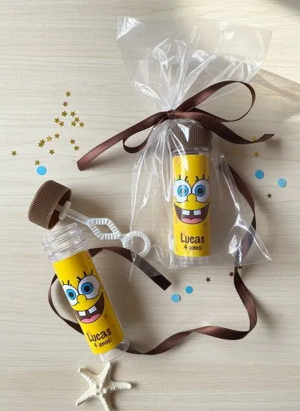 Bolha de Sabão - Bob Esponja Personalizado - artesanato feito à mão por Mi Papelaria Criativa