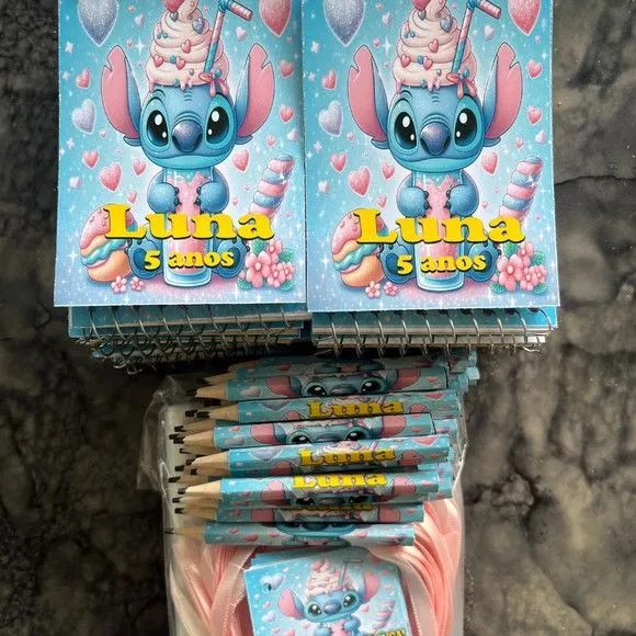 Bloquinho Stitch Personalizado - feito à mão por Artmanha Lembrancinhas