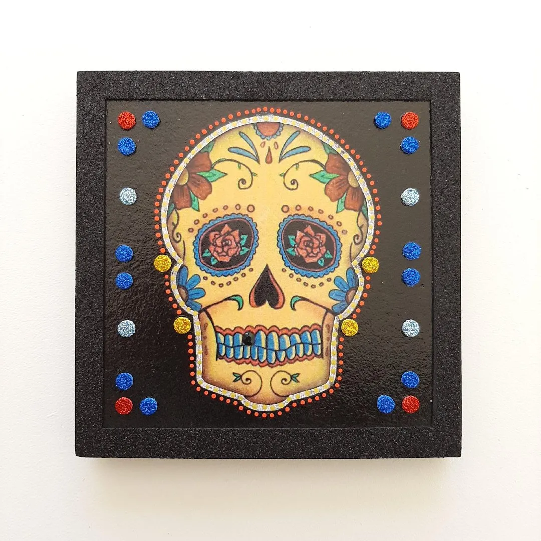 Quadro Caveira Mexicana 7 - artesanato de Estudio Bananeira