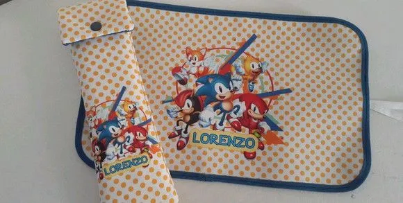 Jogo americano e porta talher Sonic - artesanato feito à mão por Innovare Studio