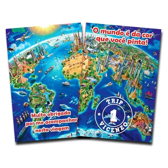 Lembrancinha Volta ao Mundo Revista Colorir 14x10 - artesanato de PAPCRIE