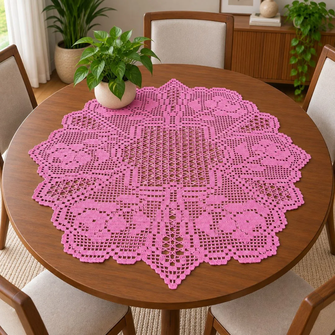 Centro de mesa em crochê - artesanato feito à mão por Ivis by Hands
