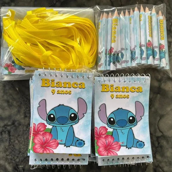 Bloquinho Stitch Personalizado - feito à mão por Artmanha Lembrancinhas