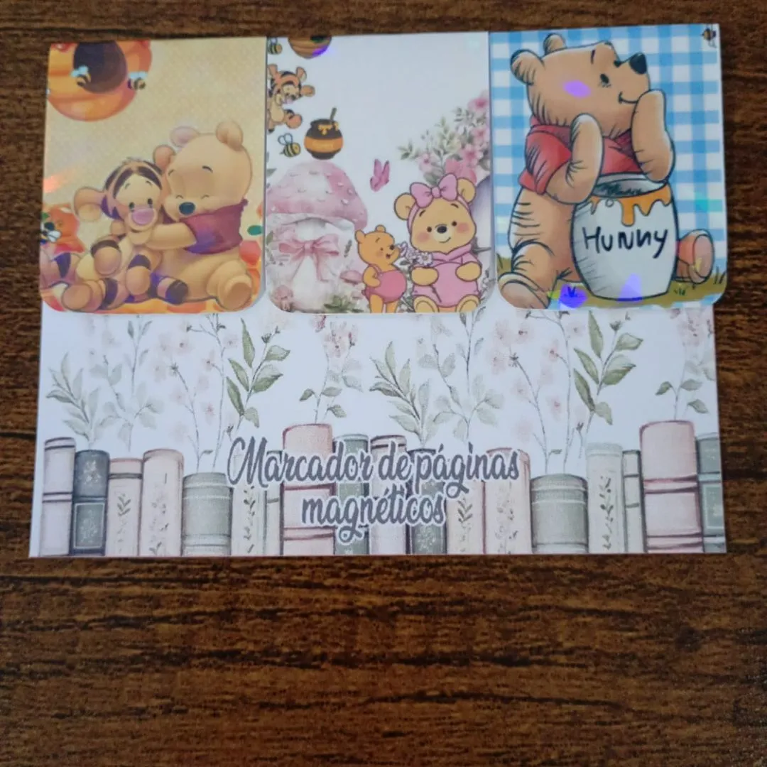 Marcador de Página Magnético Trio 4 - "Ursinho Pooh" - artesanato de Emejhu Personalizados