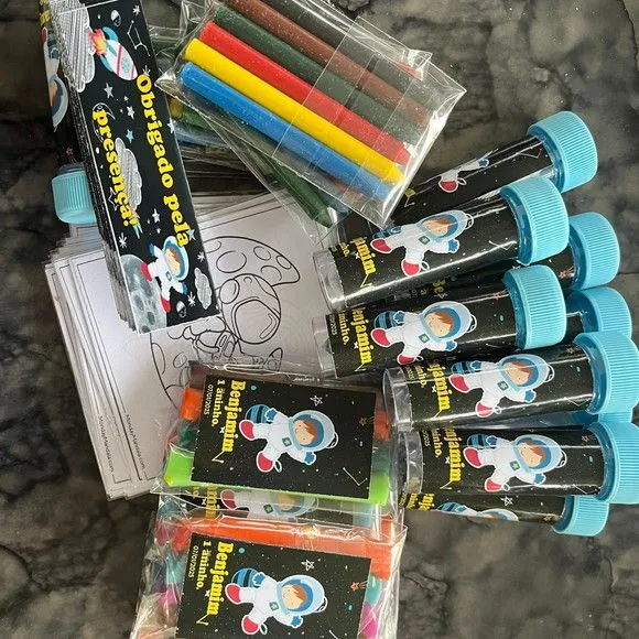 Kit Massinha + Giz + Bolha Astronauta Personalizado - foto 2
