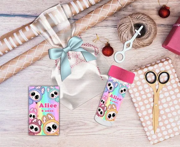 Bolha de Sabão Labubu Personalizada - feito à mão por Artmanha Lembrancinhas