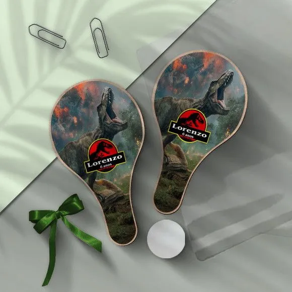 Raquete Ping Pong - Jurassic Personalizada - feito à mão por Mi Papelaria Criativa