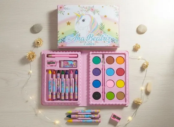 Estojo de Pintura - Unicórnio Personalizado - artesanato feito à mão por Mi Papelaria Criativa