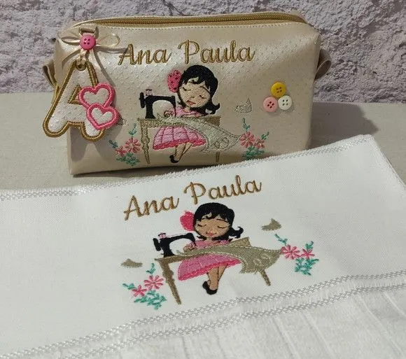 Kit Necessaire e toalha lavabo - artesanato feito à mão por Ateliê cantinho do bebê
