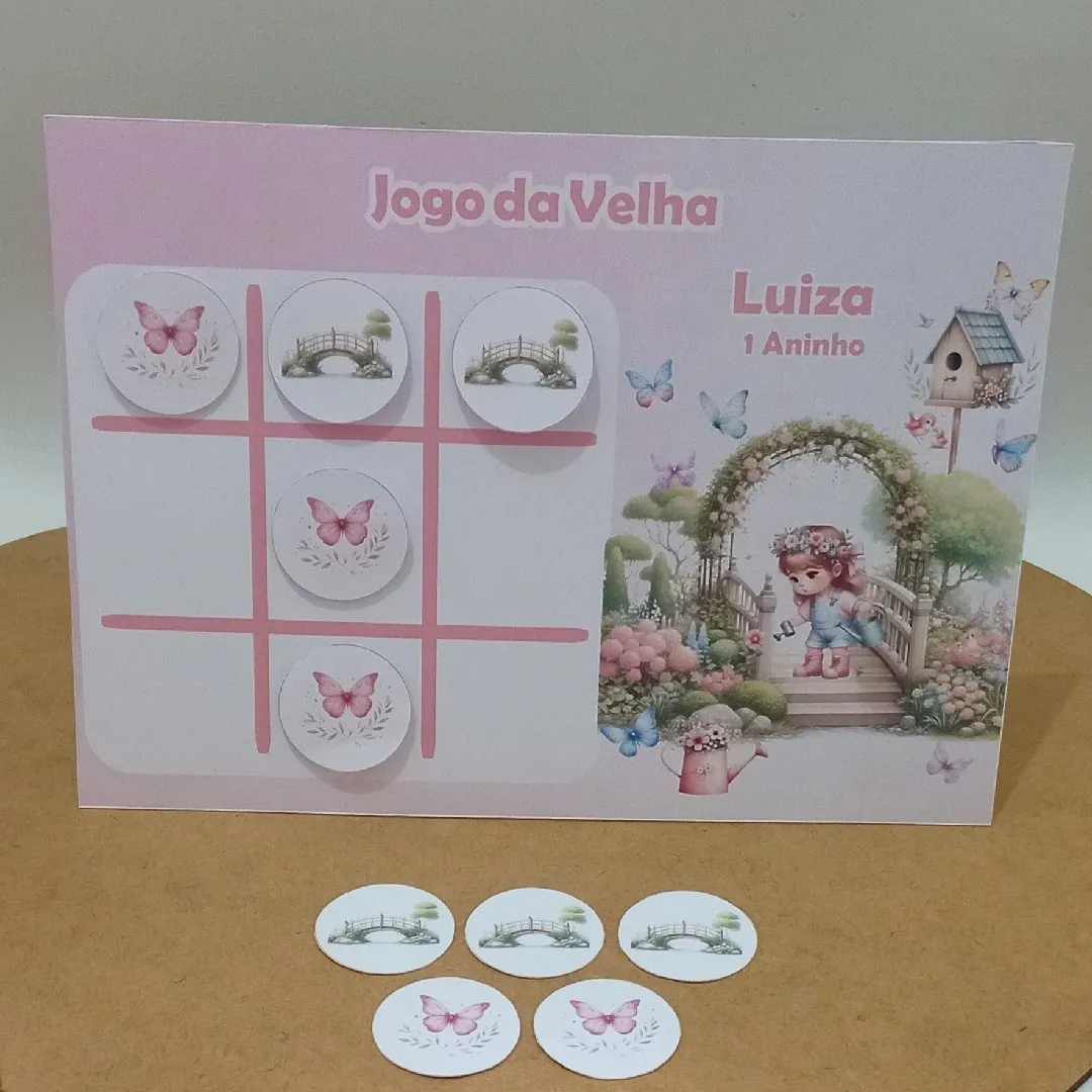 Lembrancinhas Jogos da Velha Personalizado Tema Jardim das Borboletas 🦋 - artesanato de Ed  Silva Papelaria de Festa Infantil