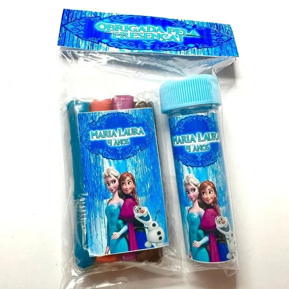 Kit Massinha + Bolha Frozen Personalizado - feito à mão por Mi Papelaria Criativa