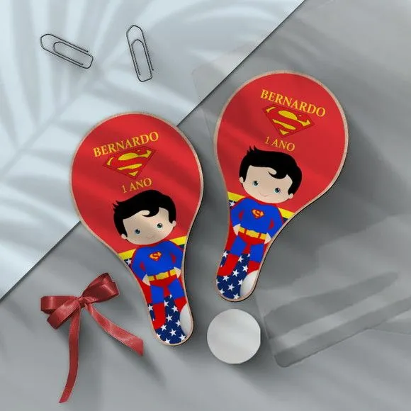 Raquete Ping Pong - Super Man - feito à mão por Mi Papelaria Criativa