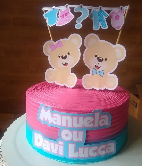 Topper Bolo Chá Revelação - artesanato de PAPCRIE