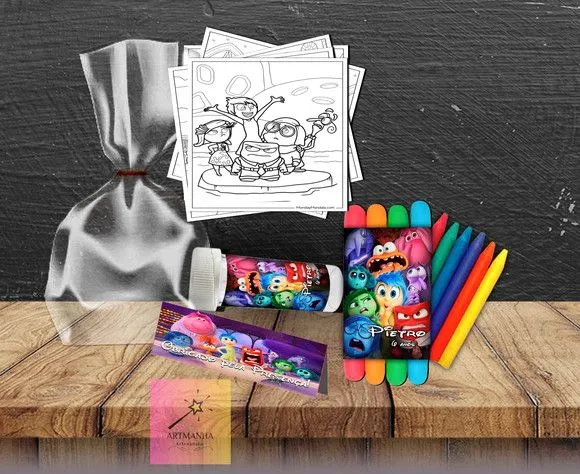 Kit Massinha + Giz + Bolha Divertidamente Personalizado - feito à mão por Artmanha Lembrancinhas