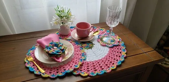 Souplast em Crochê Café /chá da Tarde (arco Iris 19 Peças)