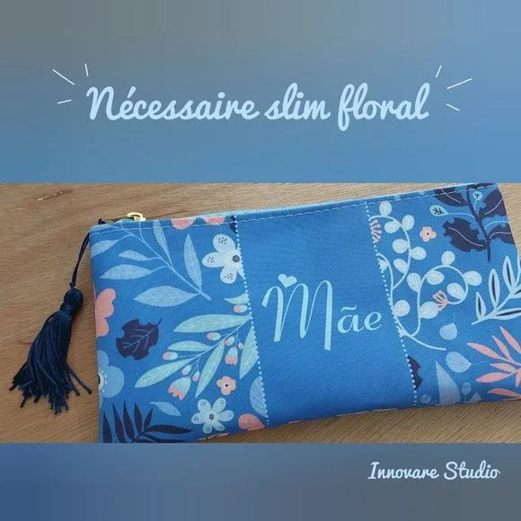 Necessaire Slim - Floral - artesanato feito à mão por Innovare Studio