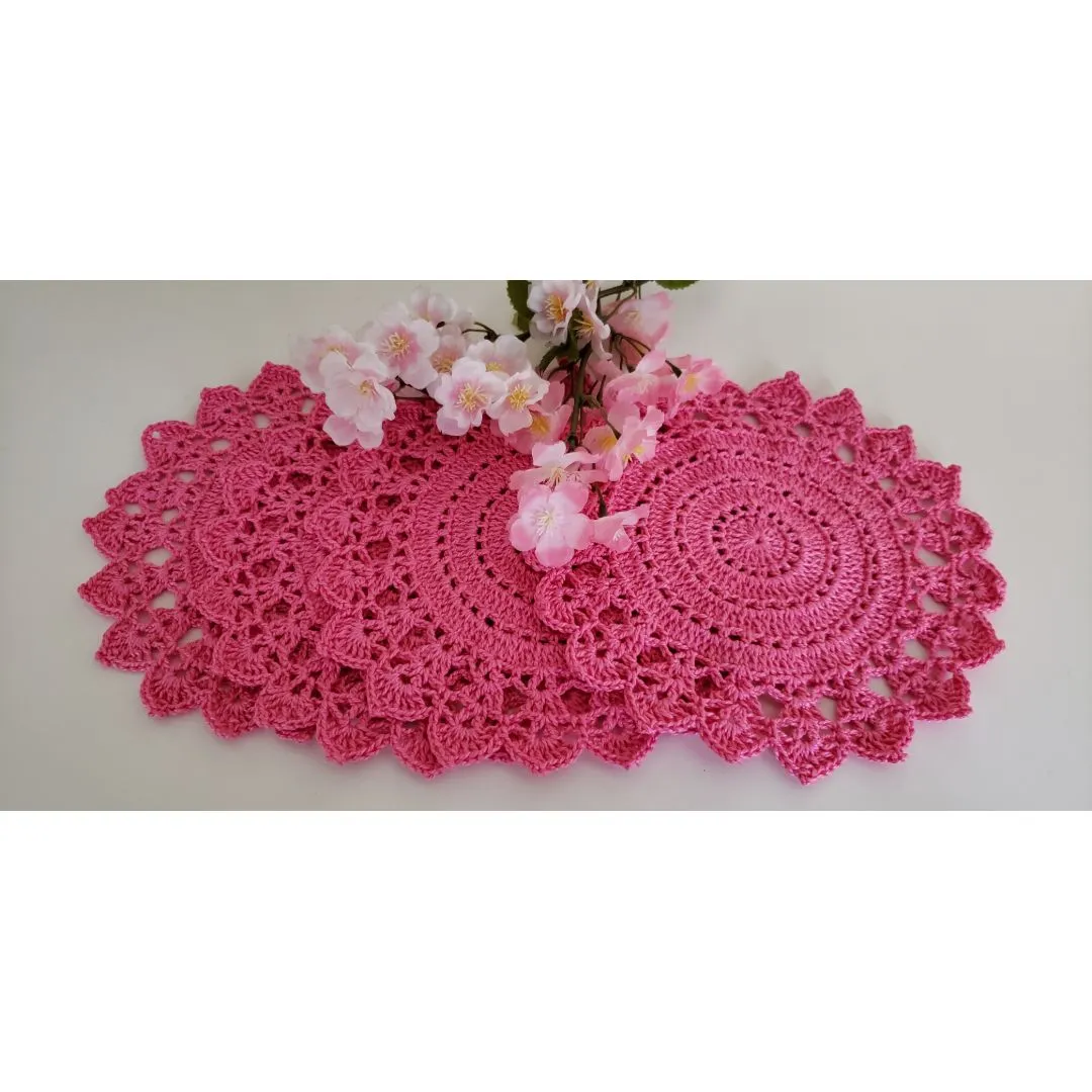 Jogo de 04 Toalhinhas em Crochê Pitaya Rosa (20 cm) - foto 3