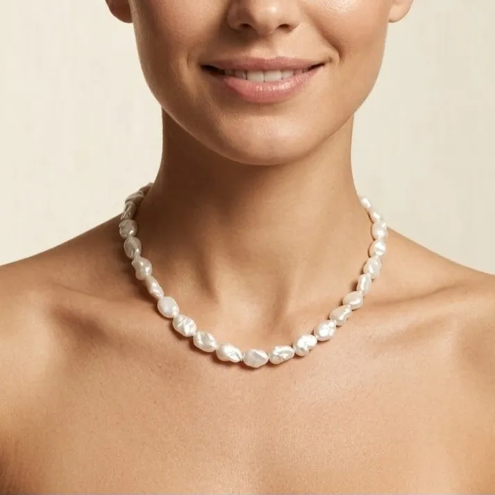 Colar em pérolas barrocas - artesanato de Abbracio Bijoux