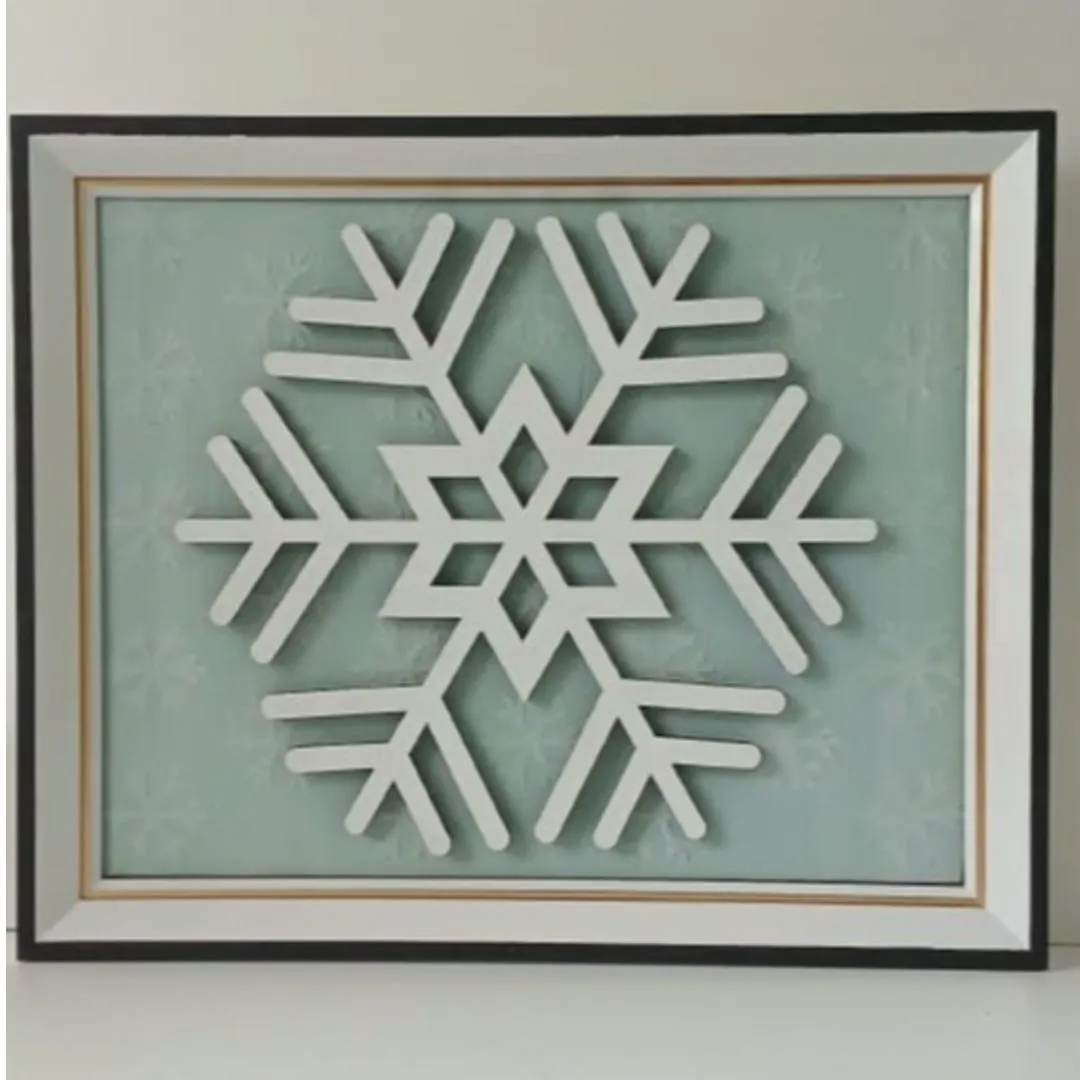 Quadro Decorativo Floco de Neve Natal - artesanato de Flor Seca Casa e Ambiente