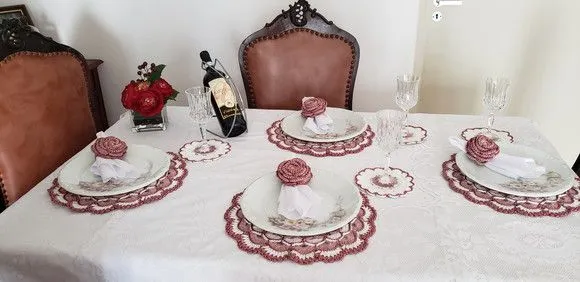 Kit Sousplat em Crochê Luxo Turco Camafeu (12 Peças) - foto 2