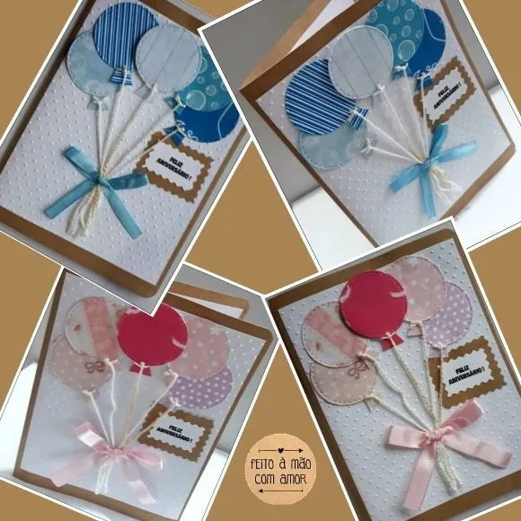 Cartão de Aniversário - Balões Coloridos (azul ou Rosa) - foto 2