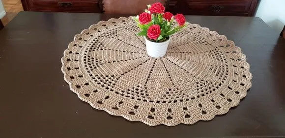 Centro de Mesa em Crochê - Caqui (70 Cm) - foto 4