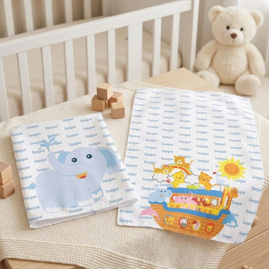 Kit 4 Paninhos de Boca Safari Baby Personalizados | Enxoval de Bebê - foto 5