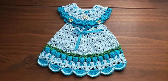 Puxador Forno Vestidinho Tulipas Turquesa / Azul Candy - foto 2