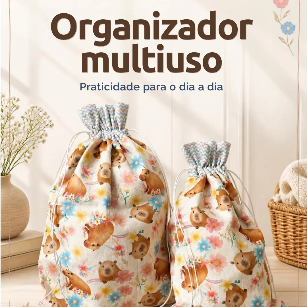 Kit com 2 peças - Saquinho organizador multiuso P e M - 1 - artesanato de Djulik