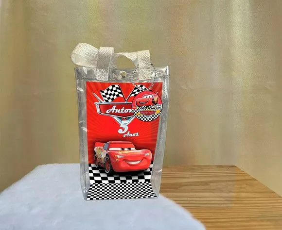 Sacola Transparente Carros Personalizado - artesanato de Artmanha Lembrancinhas